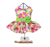 Pink Hawaiian Floral Dress w/ Leash & D-Ring