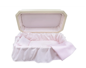 Platinum Pet Casket, Almond with Pink