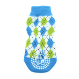 Non-Skid Dog Socks - Green Argyle