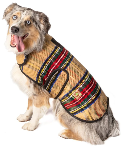 Tan Tartan Plaid Blanket Dog Coat