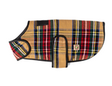 Tan Tartan Plaid Blanket Dog Coat