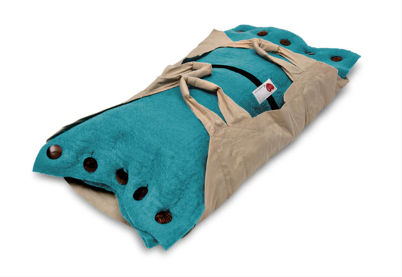 Sweet Goodbye Cocoon® Eco-Friendly Soft Pet Casket - Burial & Cremation Ceremony Kit (Premium Wool) - Teal