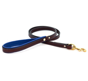 Padded Leather Leash - Burgundy & Tan