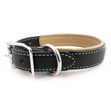 Padded Leather Collar - Black and Red