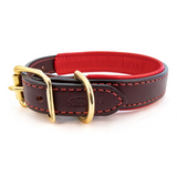 Padded Leather Collar - Black and Pink