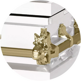 Steel Pet Casket - White & Gold