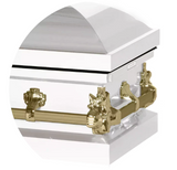 Steel Pet Casket - White & Gold (Pink interior)