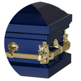 Steel Pet Casket - Dark Blue & Gold (Light Blue Interior)