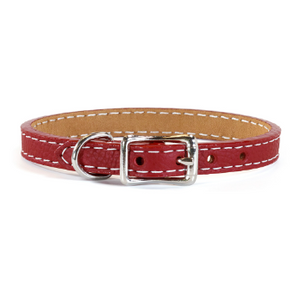 Tuscan Mini Leather Dog Collar - Red