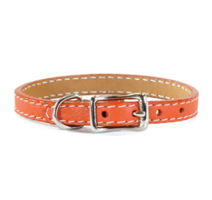 Tuscan Mini Leather Dog Collar - Orange