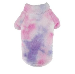 Soft Plush Dog Pullover - Tie-Dye Pink & Purple