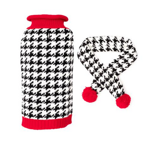 Houndstooth Sweater & Scarf Set