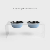 Clear Double Pet Bowl Feeder with 2 Tone Bowls | Options