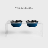 Clear Double Pet Bowl Feeder with 2 Tone Bowls | Options