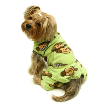 Silly Monkey Front Sleeveless Fleece Pajamas - Lime