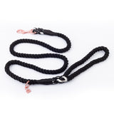 Rope Dog Leash - Black with Rose Gold & Charm