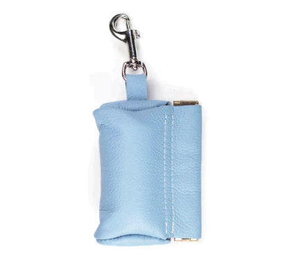 Leather Poop Bag Pouch - Light Blue