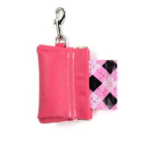 Leather Poop Bag Pouch - Pink