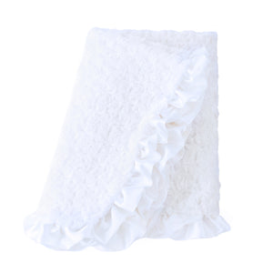 Baby Ruffle Dog Blanket ~ White