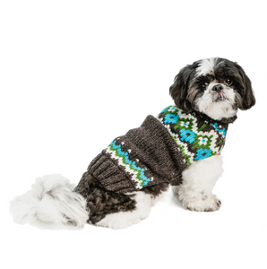 Charcoal Fairisle Wool Dog Sweater - Le Pet Luxe