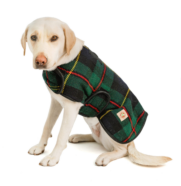 Navy Tartan Plaid Dog Blanket Coat - Le Pet Luxe