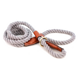 Cotton Rope Slip Leash with Leather Accents