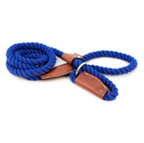 Cotton Rope Slip Leash with Leather Accents