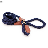 Cotton Rope Slip Leash with Leather Accents