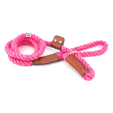 Cotton Rope Slip Leash with Leather Accents