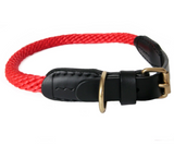 Rope And Leather Collar With Buckle ~ Deep Blue