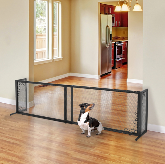 Freestanding Metal Mesh Pet Gate