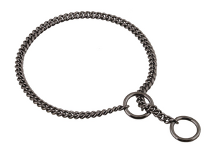 Slip Curve Show Chain Collar - Black Metal Chain