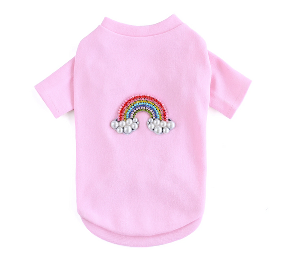 Rainbow Dog Tee ~ Pink