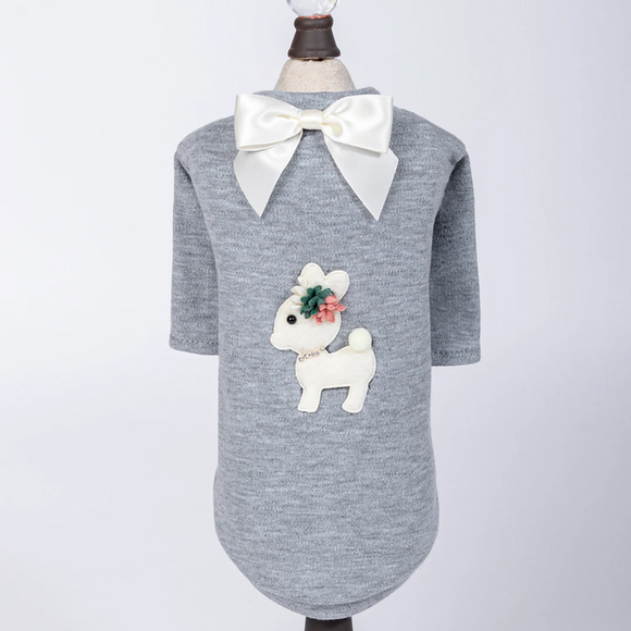 Baby Deer Dog Tee ~ Grey