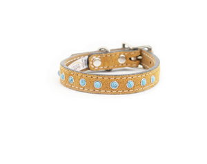 Cabochon Collar – Turquoise on Tan Suede