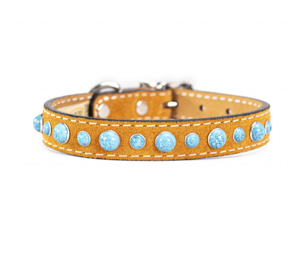 Cabochon Collar – Turquoise on Tan Suede