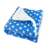 Double Layered Blue with White Polka Dots Fleece/Plush Blanket