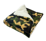 Double Layered Green Camouflage Fleece/Plush Blanket