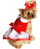 Christmas Candy Cane Rhinestone Dress with D Ring and Leash