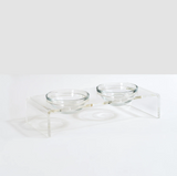 Clear Double Dog Bowl Feeder with Glass Bowls