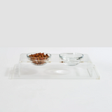 Clear Double Dog Bowl Feeder with Glass Bowls