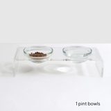 Clear Double Dog Bowl Feeder with Glass Bowls