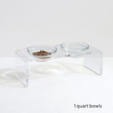 Clear Double Dog Bowl Feeder with Glass Bowls