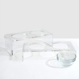 Clear Double Dog Bowl Feeder with Glass Bowls