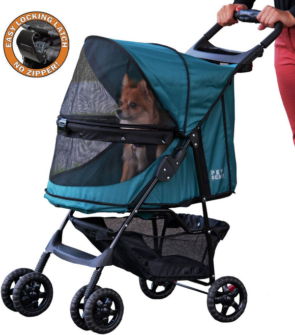 Happy Trails No Zip Pet Stroller ~ Emerald - Le Pet Luxe