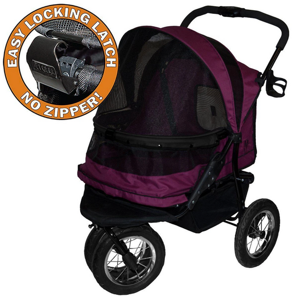 NO-ZIP Double Pet Stroller ~ Boysenberry