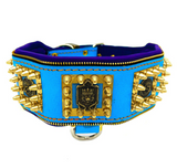 Blue Lion Head Exclusive Leather Dog Collar