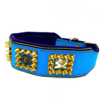 Blue Lion Head Exclusive Leather Dog Collar