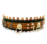 Brown-Khaki ''Ancient'' Leather Dog Collar