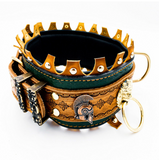 Brown-Khaki ''Ancient'' Leather Dog Collar